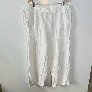 Eileen Fisher White Organic Linen Wide Leg Pants Size 1X